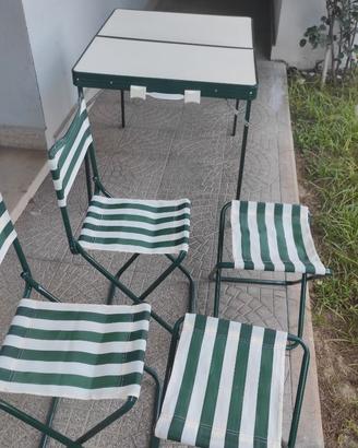 TAVOLINO DA PIC- NIC A VALIGETTA CON 4 SEDIE