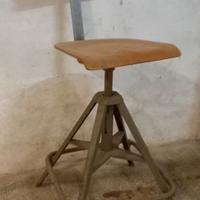 SEDIA GIREVOLE INDUSTRIALE LEGNO METALLO ANNI '50
