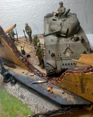 Diorama scala 1/35 fanteria americana e carro