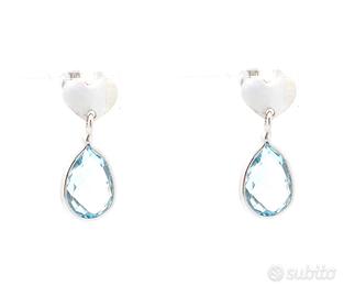 Orecchini cuore acquamarina