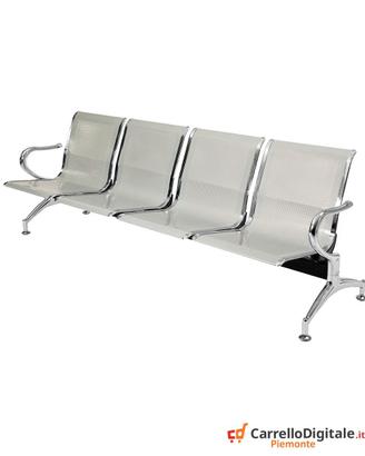 Panca per sala attesa 4 posti in acciaio Silver