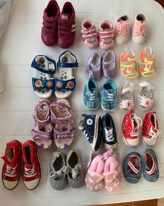 Lotto  Scarpe Bambina Usate  15 Paia Marche Varie