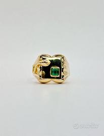 Anello da uomo oro 18 kt e  smeraldo