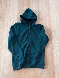 Felpa Zip Hoodie Verde Scuro Perfect Fit Nuova