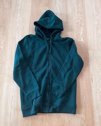 Felpa Zip Hoodie Verde Scuro Perfect Fit Nuova