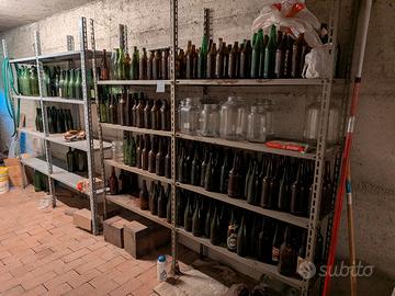300 Bottiglie vetro  7 Damigiane Cantinetta legno