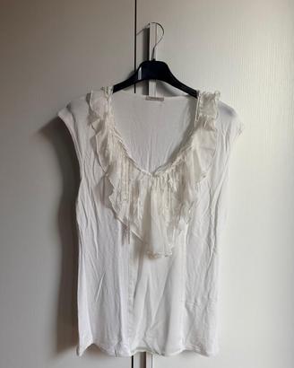 Top Donna Bianco con Volant – Taglia S