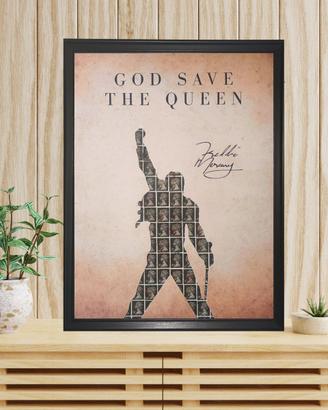 Quadro Freddie Mercury A3 con Francobolli inglesi