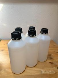 5 bottiglie in plastica 1 litro con tappo