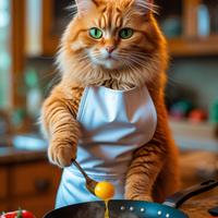 Foto gatto che cucina