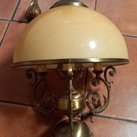 Lampadario Vintage anni '60/'70 in Ottone e Vetro