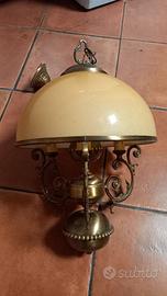 Lampadario Vintage anni '60/'70 in Ottone e Vetro