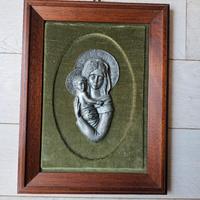 Quadro con Madonna in peltro antico 