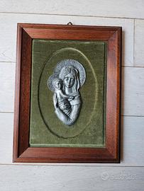 Quadro con Madonna in peltro antico 