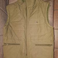 Gilet duoble face in pile verde oliva