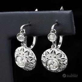 ORECCHINI VINTAGE PENDENTI IN ORO BIANCO 18KT