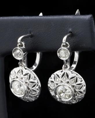 ORECCHINI VINTAGE PENDENTI IN ORO BIANCO 18KT