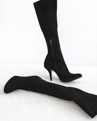 Stivali camoscio nero tacco alto Ermann Scervino