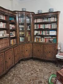 Grande libreria angolare in radica di noce – artig