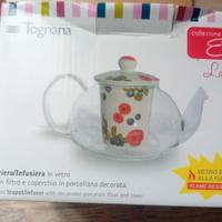 Teiera/infusiera in vetro resistente alla fiamma