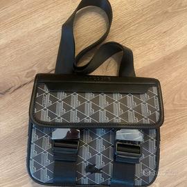 Borsa a tracolla Lacoste bianca e nera