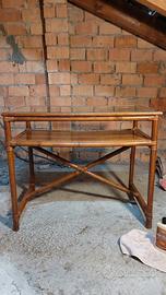 Tavolo / Scrittoio in Bamboo e Rattan con Ripiano