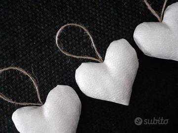 Decorazioni natalizie 3 cuori argento da appendere