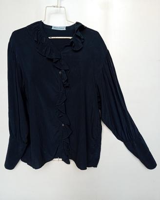 Camicia vintage Alberta Ferretti in pura seta nera