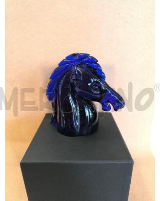 OGGETTO TESTA DI CAVALLO SEGUSO VETRO MURANO BLU