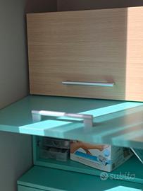 Comodino e  n.2 vasistas libreria in legno