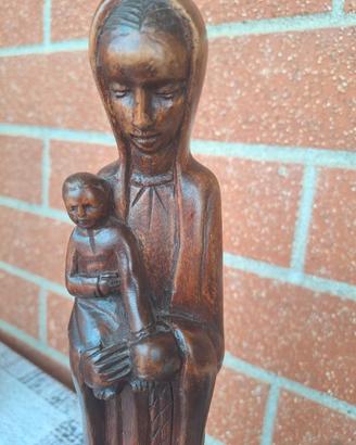 Madonna con bambino statuetta in legno