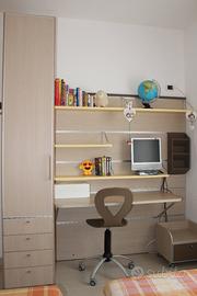 Scrivania Parete Attrezzata con Armadio