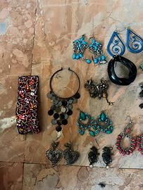 Lotto maxi set orecchini bigiotteria etnici  rasta