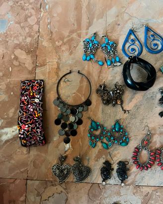 Lotto maxi set orecchini bigiotteria etnici  rasta