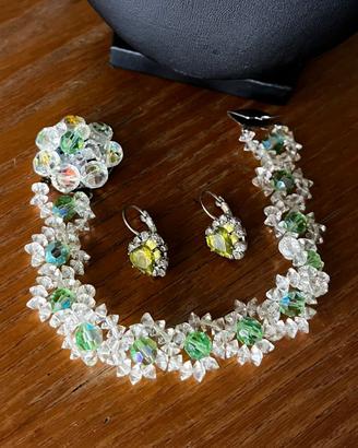 Parure Cristalli Aurora Boreale e Verde