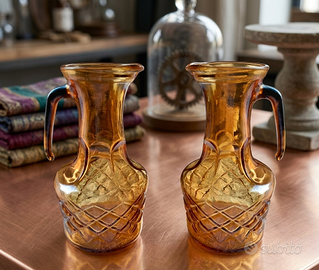 Brocche vintage in vetro ambrato degli anni '60-'7