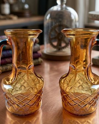 Brocche vintage in vetro ambrato degli anni '60-'7