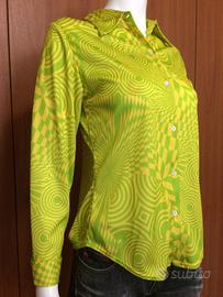 Camicia Rave anni 90, Retrò Optical Print, Groovy