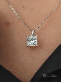 ciondolo diamante Lab grown 2,13 ct e oro 14kt