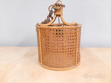 LAMPADARIO IN BAMBOO CON FILI ELETTRICI DA SISTEMA