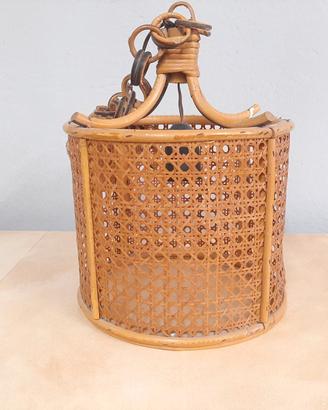 LAMPADARIO IN BAMBOO CON FILI ELETTRICI DA SISTEMA