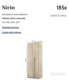 Armadio 2 ante battenti modello SIRIO