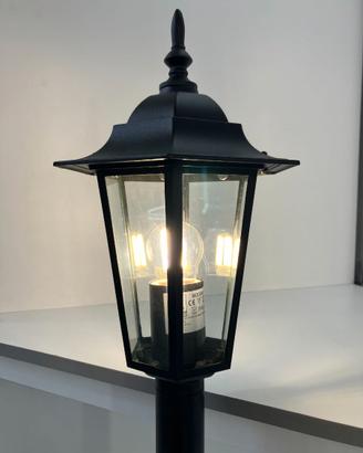 Lampada terra lanterna esagonale nero H.105 IP44