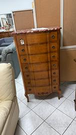Settimino in legno vintage con piano in marmo
