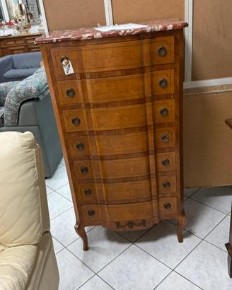 Settimino in legno vintage con piano in marmo