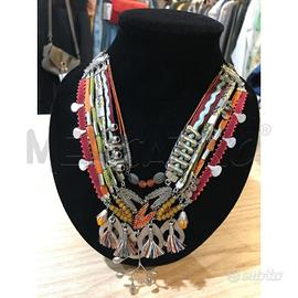 COLLANA GIROCOLLO AYALA BAR TESSUTO PIETRE NAPPE