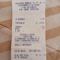 Vecchio scontrino 1999