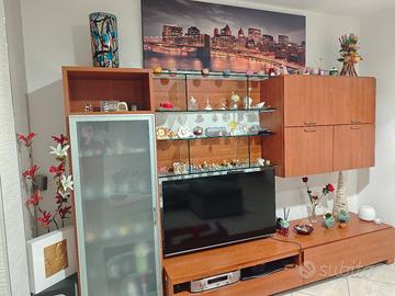 Parete attrezzata vero legno + TV TCL 50 + quadro