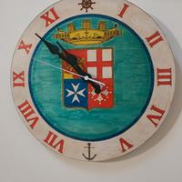 Orologio da parete Marina Militare inciso su legno