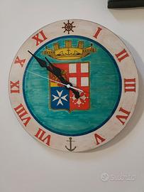 Orologio da parete Marina Militare inciso su legno